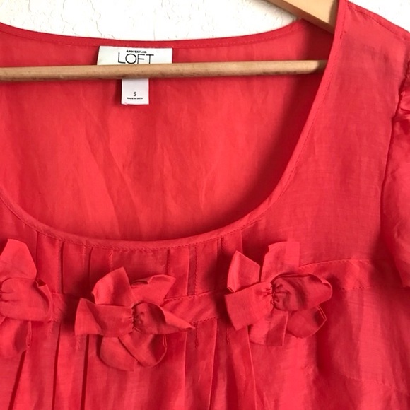Beautiful LOFT Red Cotton Silk Blouse Small - Picture 4 of 7